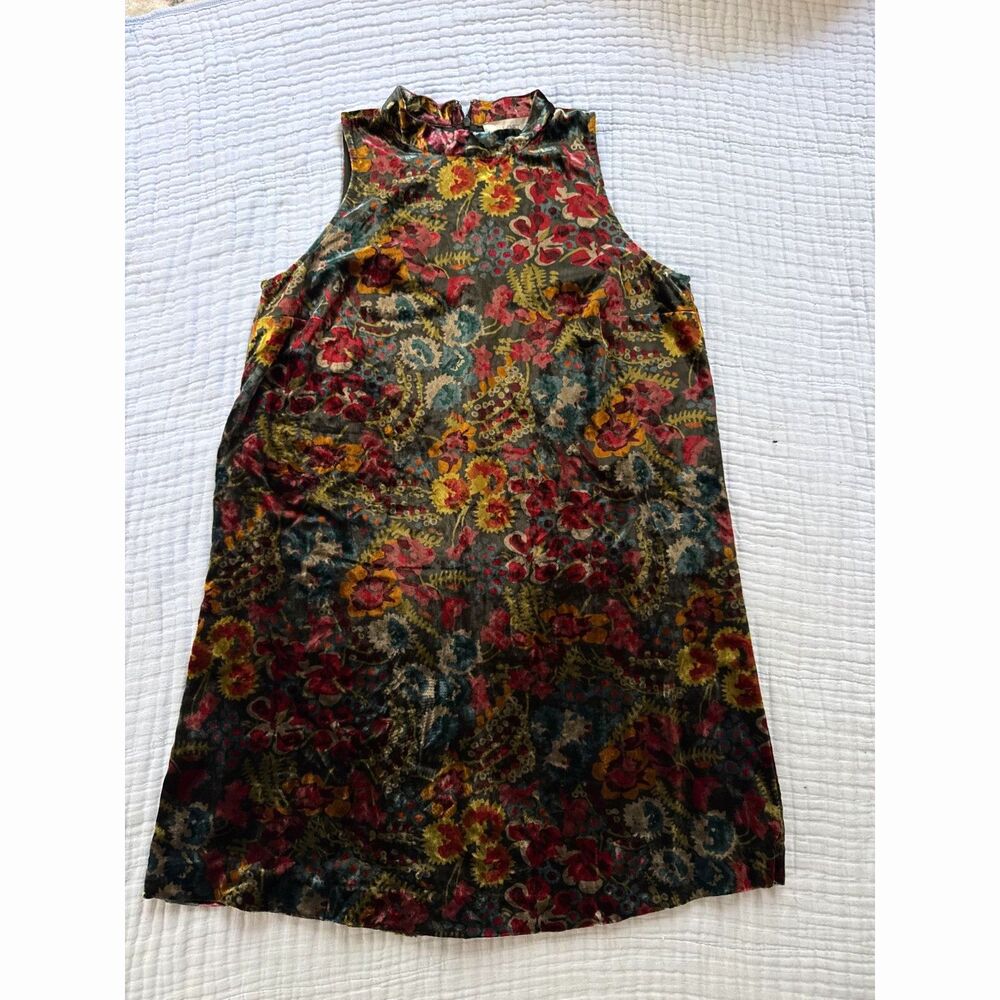Ann Taylor LOFT Crushed Velvet Floral Mock Neck Dress